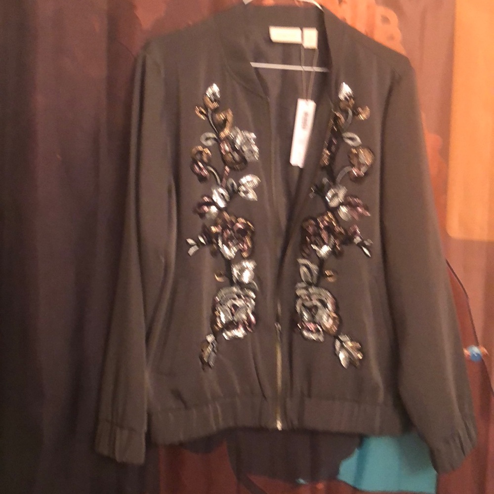 Chico’s Embroidered Limited Bomber Jacket.